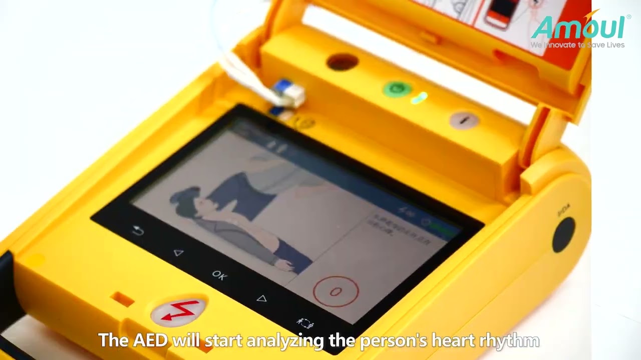 Defibrilator extern semi-automat AMOUL i5, AED, geanta transport inclusa, galben