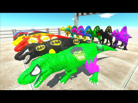 Jurassic World Evolution Marvel & Dc T-rex Vs Spinosaurus Dinosaurs Race Champions
