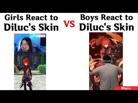 Girls vs Boys React to Diluc's Skin