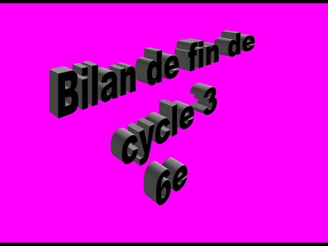 BILAN FIN DE CYCLE 3 N° 3  6e