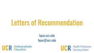 Letters of Recommendation Workshop