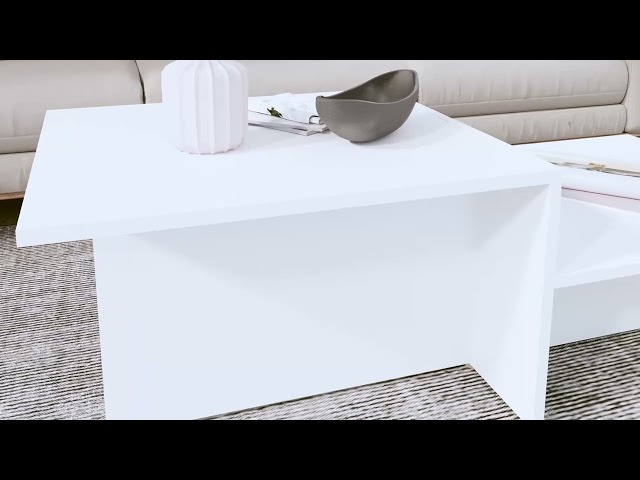 Video teaser per 805562 vidaXL Coffee Tables 2 pcs White 111,5x50x33 cm Engineered Wood