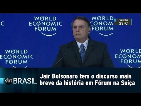 Jair Bolsonaro tem o discurso mais breve da história na Suíça | SBT Brasil (22/01/19)