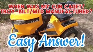 How to Find the Model Year / Build Date on Your Cub Cadet, Troy-Bilt, or other MTD Equipment