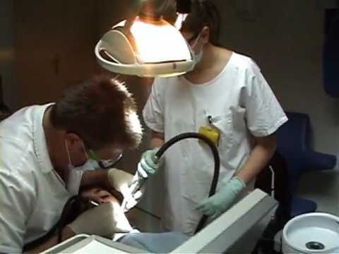 At the dentist's, in the treatment chair!