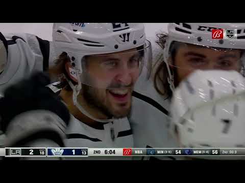Scramble in front of the crease ends with Phillip Danault redirecting the puck with his skate blade.