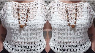 BLUSA CHARME - BLUSA DE CROCHÊ FÁCIL, RÁPIDA, MUITO ECONÔMICA E PARA TODAS AS OCASIÕES