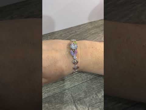 Жіночий браслет "Ніжні пелюстки з яскравими цирконами в білому золоті" - оригінальний подарунок дівчині - фото 2 - id-p2014204663