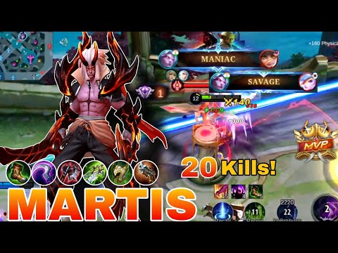 20kills + Savage!! Martis Aggressive Gameplay | Martis Best Build 2023 | mobile legends bang bang.
