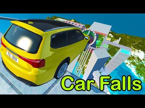 Beamng drive - Car Falls & Car Crashes Into Death Fall Map Remastered