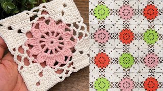 How to crochet flower square tutorial,very easy for beginners 