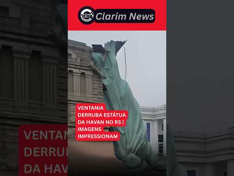 Estátua da Havan desaba após tempestade em Porto Alegre