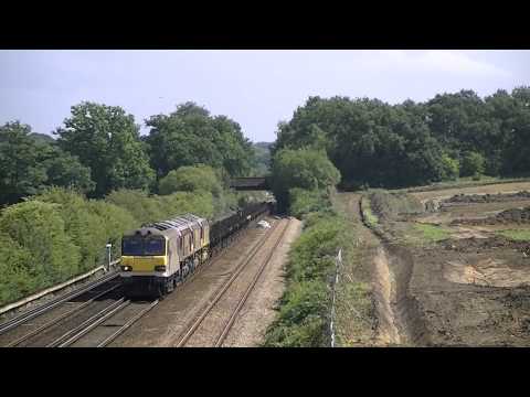 (HD) EWS 92012 Drags 66128 + Euro Cargo Rail 66218 + 66022 Working 6E32 At Otford Junction