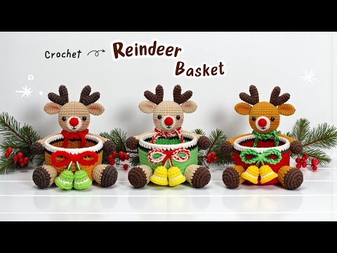 The Best Christmas Gift 🎁 Crochet Reindeer Basket 🦌🎄 Christmas Basket Decorations