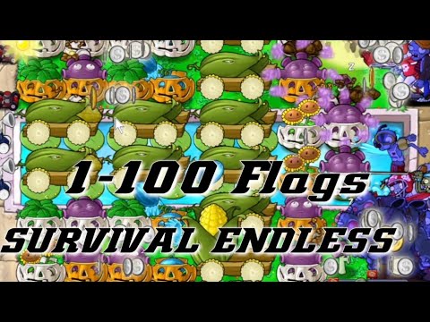 Plants vs Zombies Survival Endless 1 - 100 Flags