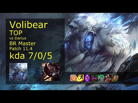 Volibear Top vs Darius - BR Master 7/0/5 Patch 11.4 Gameplay
