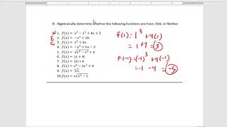 Even, Odd, Neither Function from Graph Graphically from Equation Algebraically