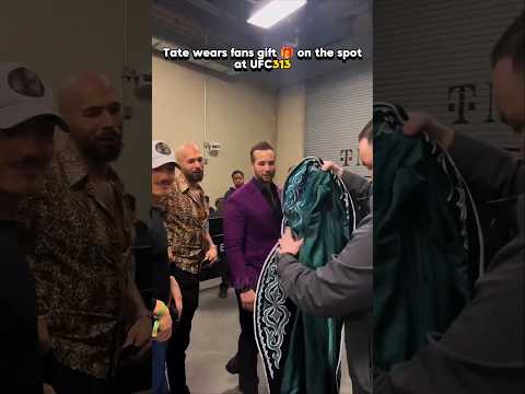 UFC 313 | Andrew Tate gets gift 🎁 from fan at #UFC313 event #ufc #andrewtate #tatebrothers