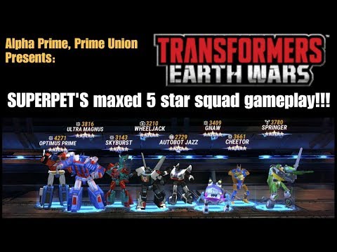TFEW: MAXED 5 STAR SQUAD GAMEPLAY W/ PRIME UNION - Transformer Earth Wars