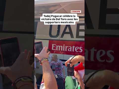 ❤️ Pogacar célèbre la victoire de Del Torro avec les supporters mexicains ! #tourdefrance