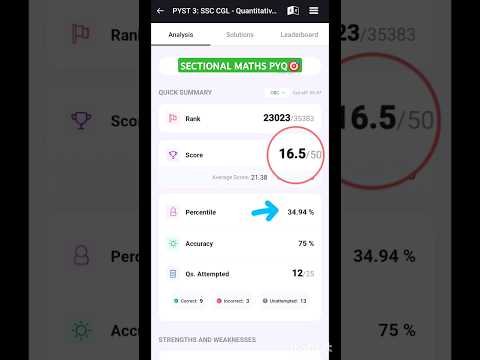 SSC CGL 🎯 MATHS SECTIONAL MOCK TEST 2022&23 #shorts #ssccgl #ssc #cgl2024 #chsl #mocktest