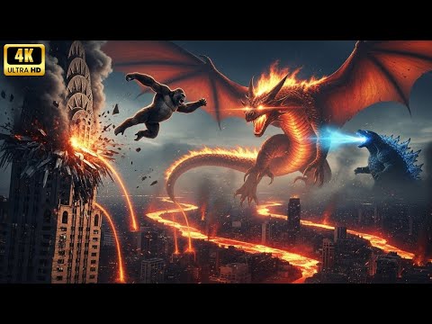 King Kong & Godzilla vs Inferno Draco | The Magma Fury Awakens: Epic Kaiju War!