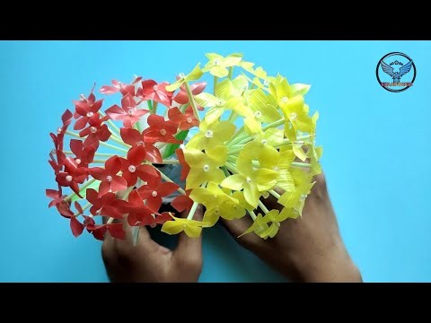 Ixora coccinea Paper - How to make DIY  Paper lxora Coccinea Flower | Nika Diy Paper