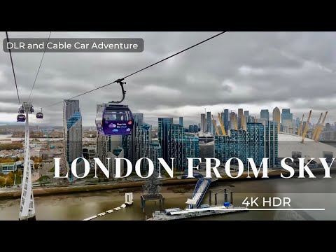 Aventura de teleférico com vista para a cidade de Londres 🏙️DLR para Canning Town 🌧️🚠