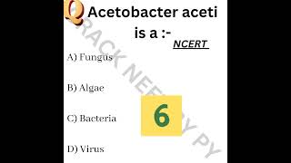 Microbes in human welfare MCQ for NEET BIOLOGY 🧫#shorts #youtubeshorts #neet #ncert #biology #dream