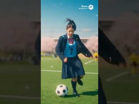 全力ドリブルからシュートする女子高生