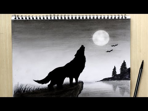Howling Wolf Drawing Black and white | How to Draw...