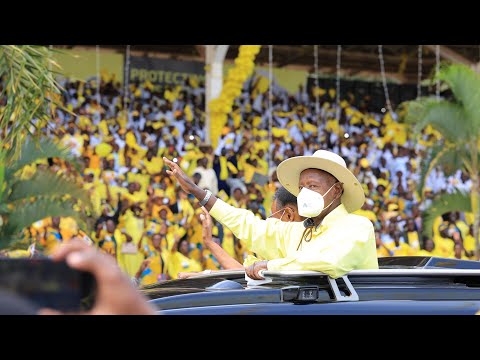 Crowds Roar as Museveni Arrives in Kololo for Nomination Rally