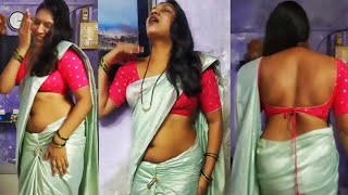 Desi housewife hot belly low waist saree sexy nave