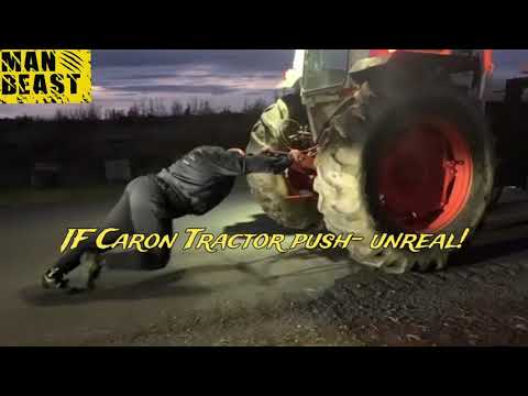 How to push a tractor - by JF Caron. Unbelievable raw strength. #Strongman #Canada #jfcaron #bhfyp