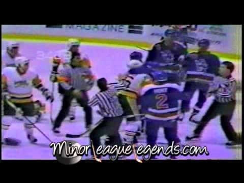 88 89 Ronnie Stern vs Kevin Stevens Milwaukee Admirals vs Muskegon Lumberjacks IHL