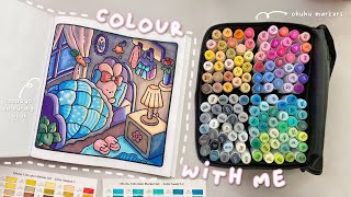 ❄️ cozy winter bedroom colour with me ☃️ asmr colouring ☕️