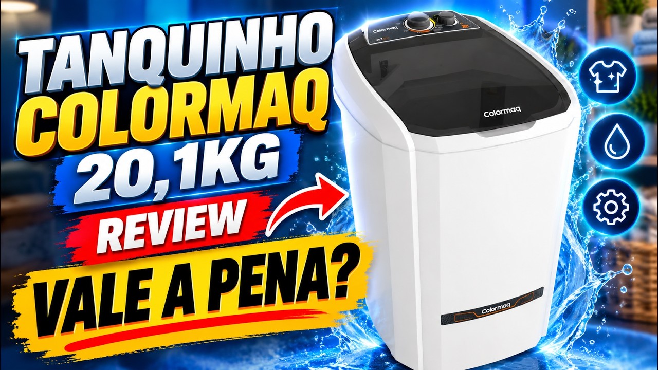 Miniatura da avaliação em vídeo de Tanquinho Lavadora Semi Automática Colormaq Ecomax Lcs 20kg Rosa