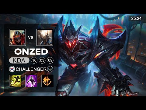 OnZed Zed vs Pantheon Mid - KR Grandmaster - Patch 25.24 Season 15