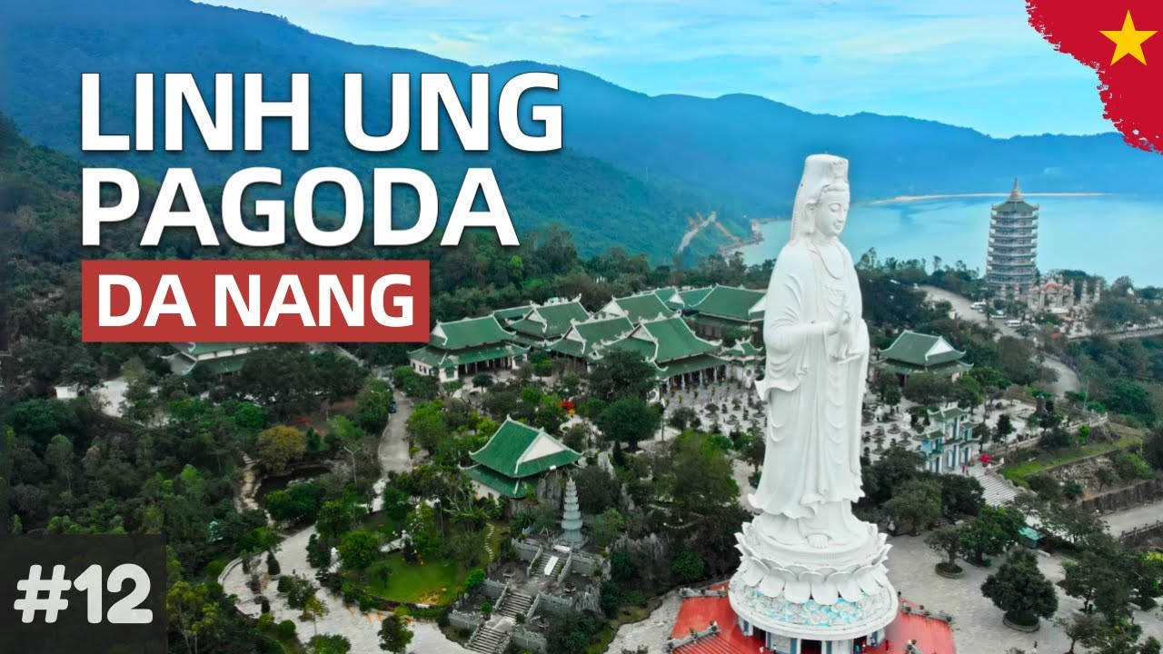 Experience the majestic Linh Ung Pagoda as tourists explore its beauty.