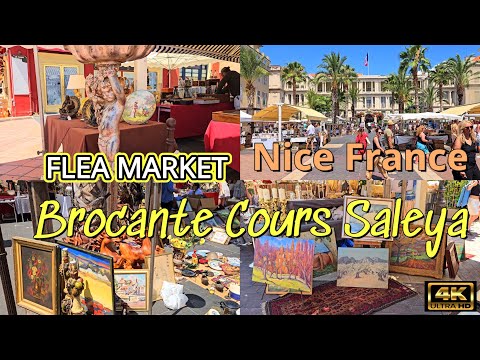 [4K] Walking tour Antiques Market in Nice France 🇫🇷 🌴 Glamour & Mediterranean atmosphere FLEA MARKET