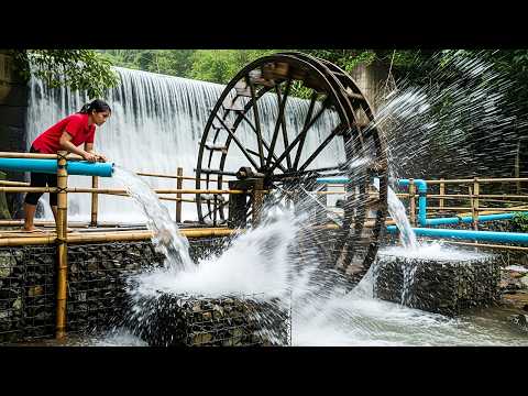 CEO Girl Leaves the City to the Forest – Building a Giant Water Wheel System from Start to Finish