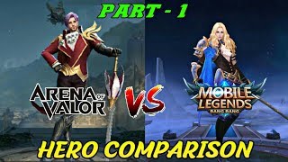 Download lagu MOBILE LEGENDS VS ARENA OF VALOR SIDE BY SIDE HERO COMPARISON • ML VS AOV mp3