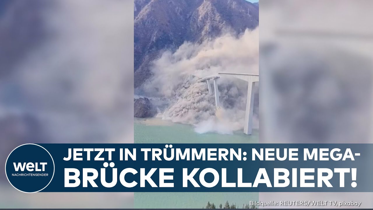 SCHOCK IN CHINA: Neue Brücke stürzt plötzlich ein! Riesige Staubwolke!