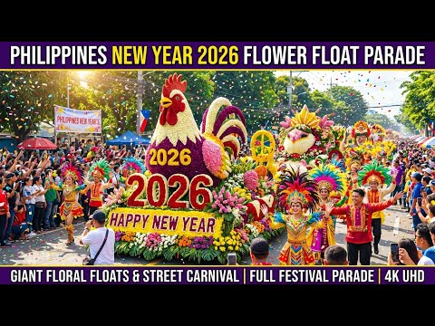 Philippines New Year 2026 Flower Float Parade • Giant Floral Floats | Full Festival Parade | 4K UHD