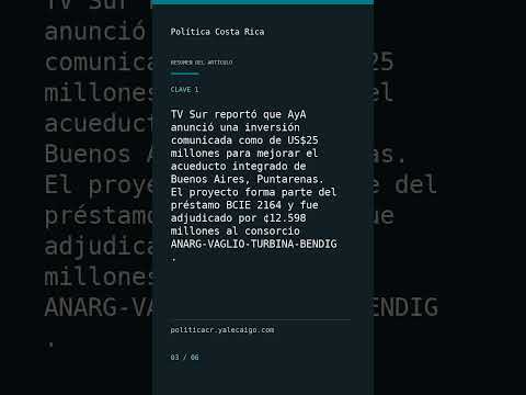 AyA anuncia mejoras al acueducto de Buenos Aires, Puntarenas, por US$25 millones