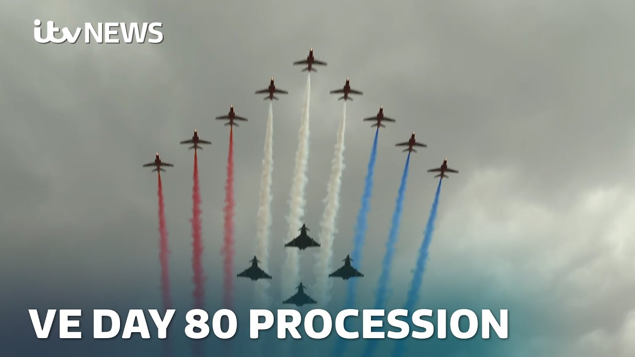VE Day 80 Commemorations: Royal family joins huge crowds watching military procession and flypast