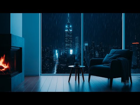 Relaxing Nightfall Rain In New York City🌧️Calm Rain Ambience For Reading, Sleeping, Etc