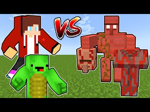 NoZenCraft - JJ and Mikey VS Blood Golem (Minecraft Battle)