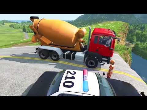 Impossible Loop Spiral Bridge Crossing Cars Vs Cliff and Deep Water  Vehicle Race