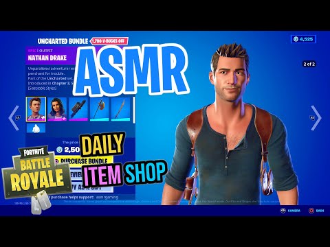 ASMR Fortnite NEW Uncharted Nathan Drake Skin! Daily Item Shop 🎮🎧 Relaxing Whispering 😴💤